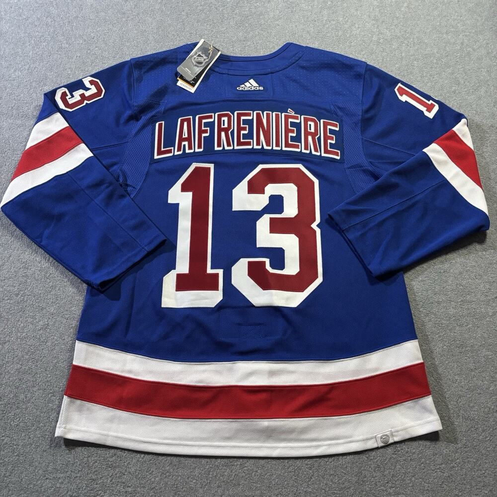 Adidas NY Rangers Alexis Lafreniere 13 Authentic Blue Jersey Men Size 50 NWT